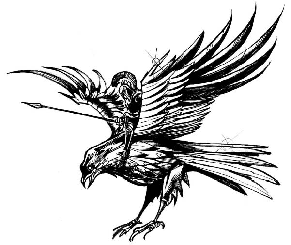 Величественная Бронзовая птица, выполняющая атаку с налету